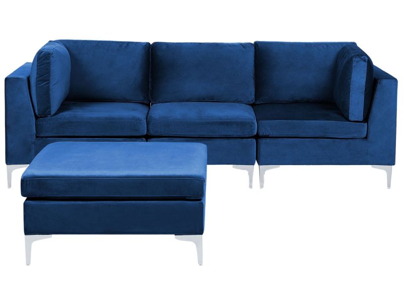 Sofa z ottomaną Evja Granatowy Welur Symetryczny kpl