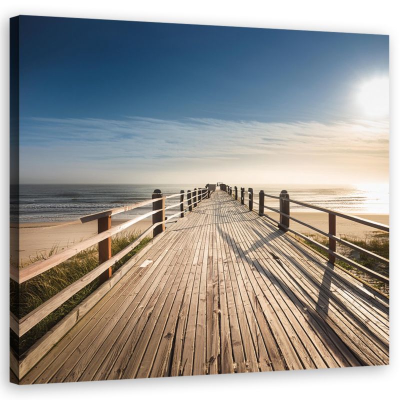 Obraz do salonu sypialni Feeby Pomost Plaża Morze Beżowy 30x30 cm 1szt