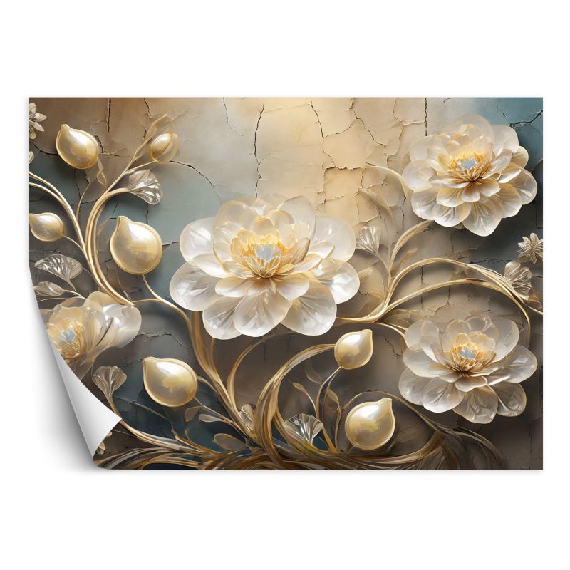 Fototapeta Feeby Kwiaty Złoty Glamour 350x245 1 szt