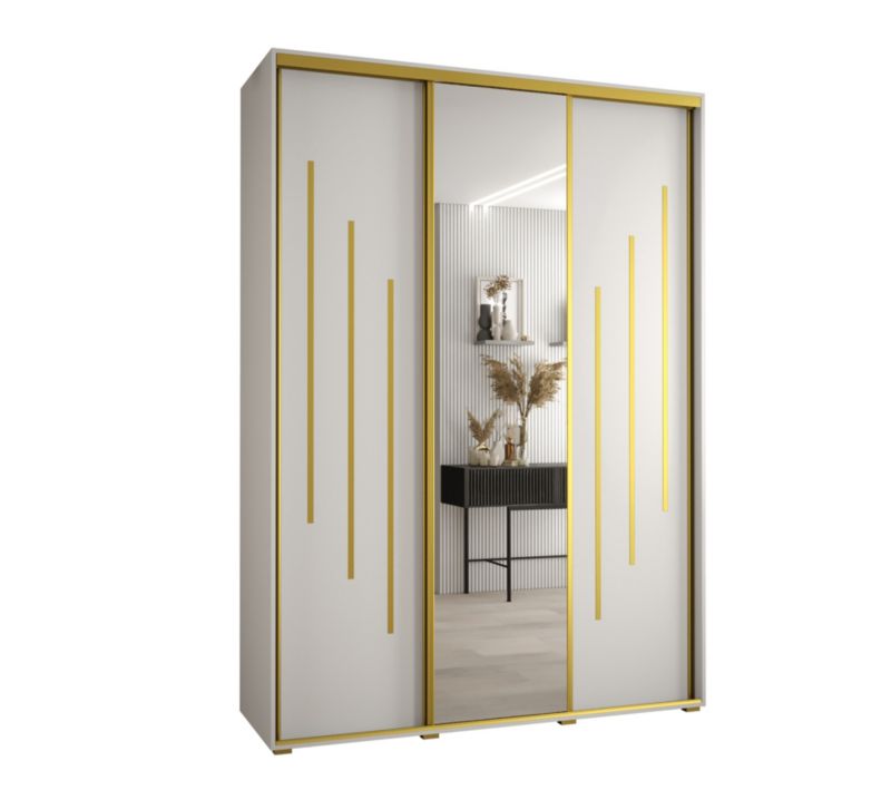 Szafa przesuwna Abiks DAVOS 9 wysoka szer.180cm gł.45cm biały/biały/złoty 1szt.