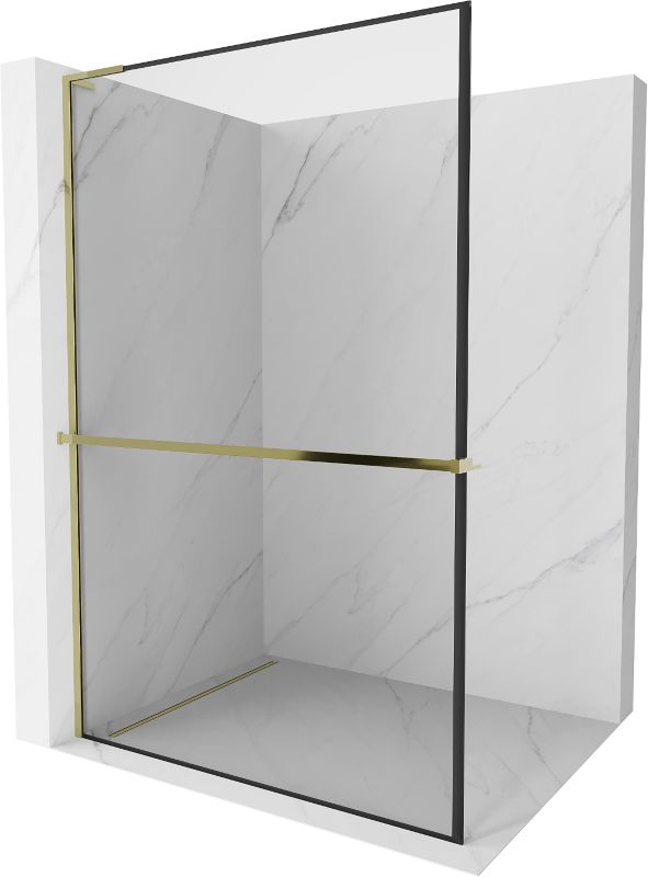 Ścianka prysznicowa Mexen Kioto+ L czarny wzór z półką 90x200 cm 800-090-123-50-70 1 szt.