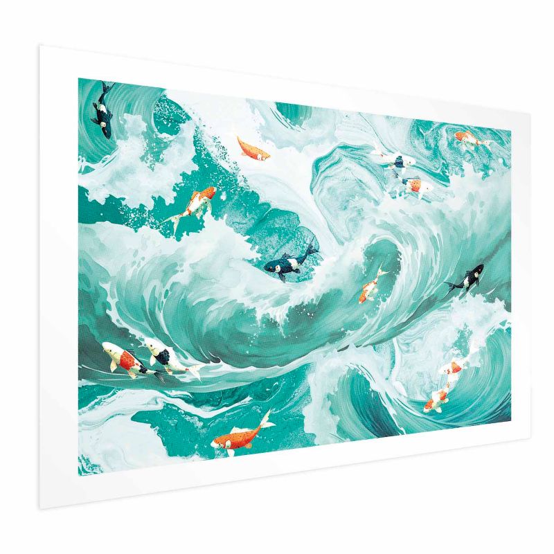 Plakat Artgeist Ryby i fale 30x21 cm bez ramy 1 szt