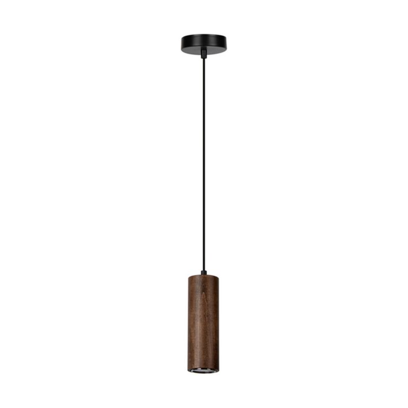 Drewniana Lampa Wisząca SPOT Light 1xGU10 5W Drewno Bukowe Orzechowe FSC z Akcentem Czerni, Polski Producent, 1szt.