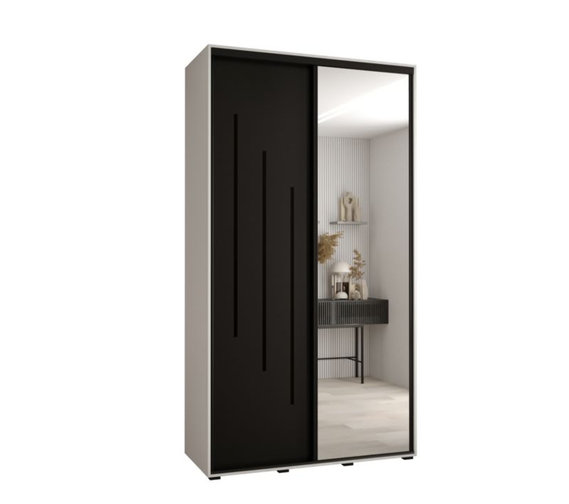 Szafa przesuwna Abiks DAVOS 9 wysoka szer.140cm gł.45cm biały/czarny/czarny 1szt.