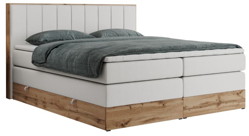 Łóżko kontynentalne MKS Meble BELLISSIMO KING 140x200 H3 biały ekoskóra 1szt.