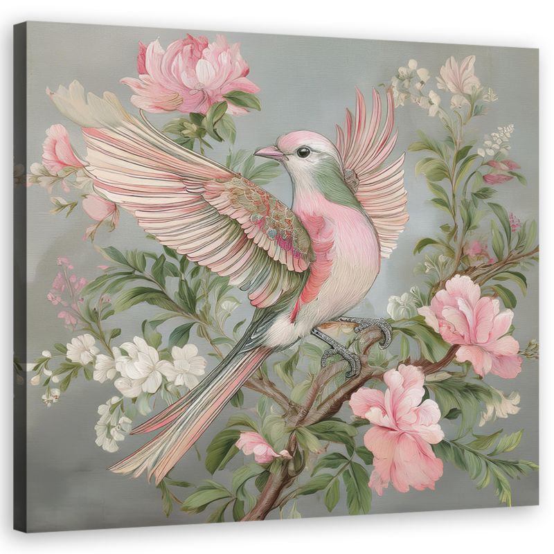 Obraz do salonu Feeby Ptak Shabby Chic Różowy 60x60 cm 1szt