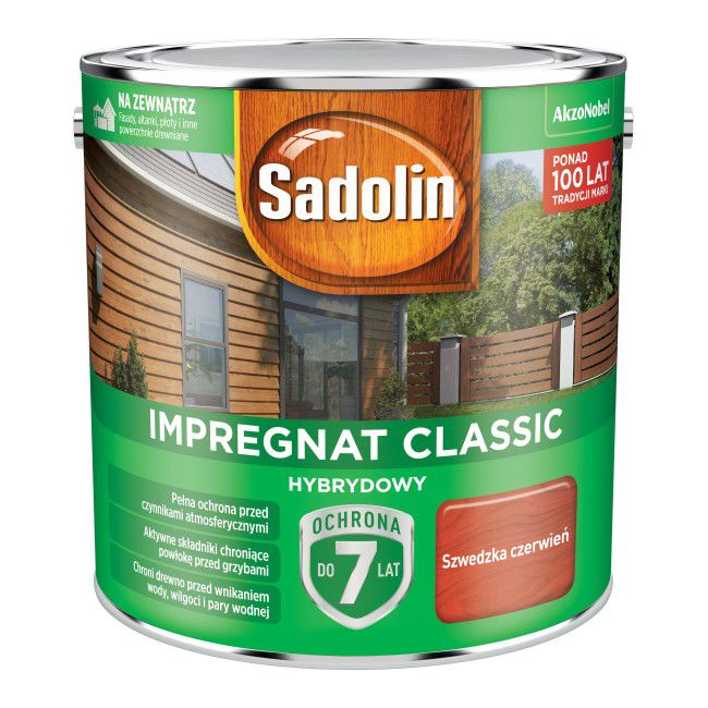 Impregnat do drewna Sadolin Hybrydowy szwedzka czerwień 2,5 l