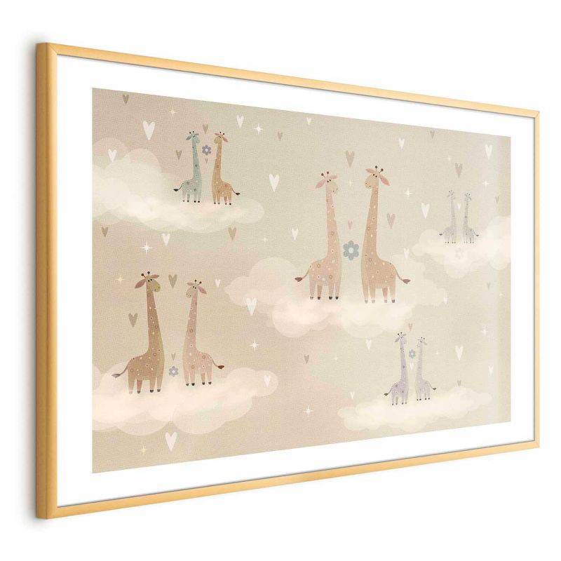 Plakat Artgeist Zakochane żyrafy 60x40 cm z ramą złotą 1 szt