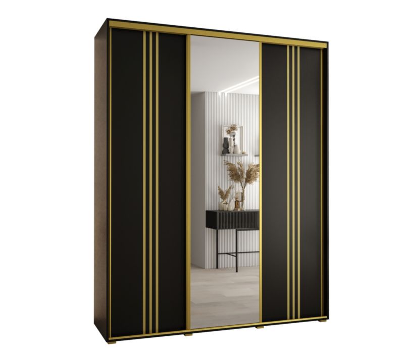 Szafa przesuwna Abiks DAVOS 7 wysoka szer.190cm gł.45cm czarny/czarny/złoty 1szt.