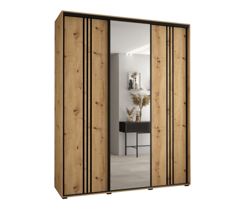 Szafa przesuwna Abiks DAVOS 7 wysoka szer.190cm gł.60cm artisan/artisan/czarny 1szt.