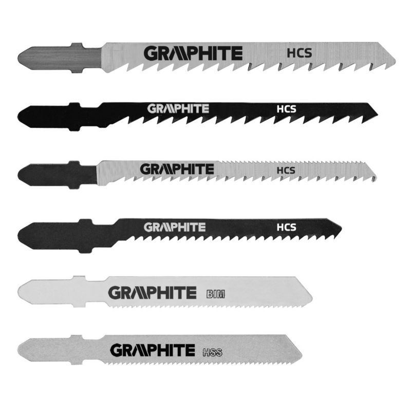 Brzeszczoty do wyrzynarki GRAPHITE uchwyt typu T, 6 szt 1 kpl