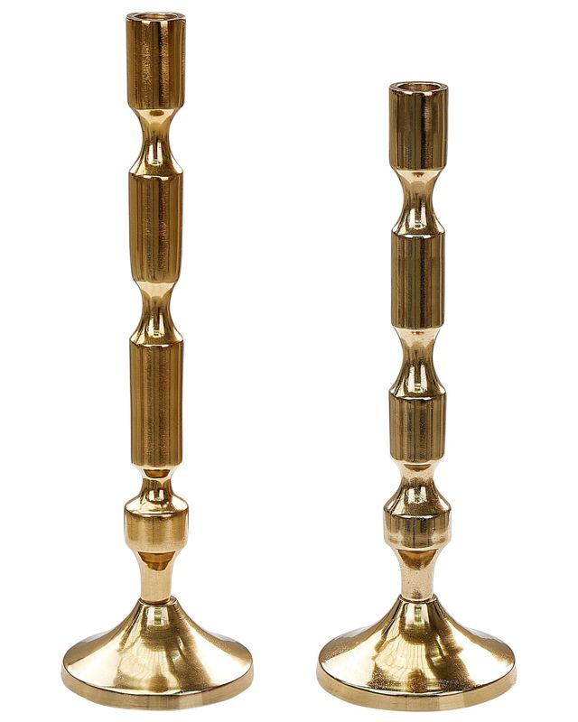 Zestaw 2 świeczników Dikirnis Metal 31/36 cm Złoty 1 par.