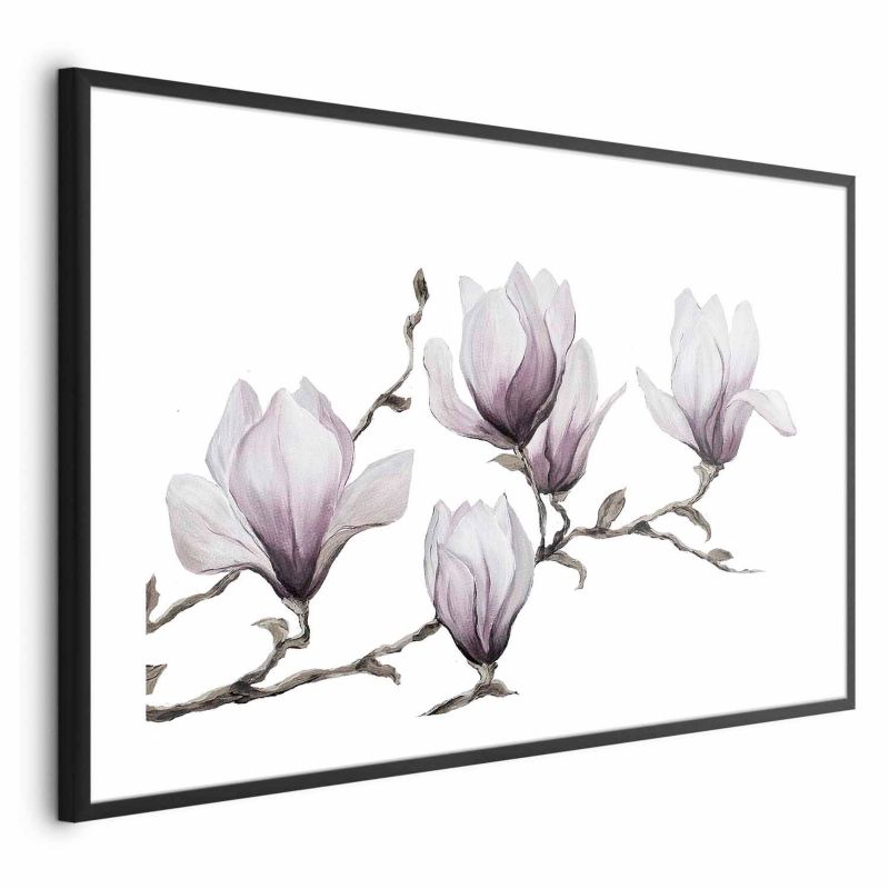 Plakat Artgeist Malowane magnolie 90x60 cm z ramą czarną 1 szt