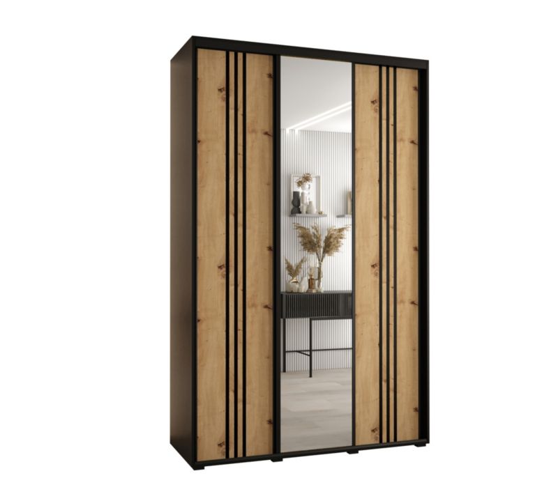 Szafa przesuwna Abiks DAVOS 7 wysoka szer.160cm gł.60cm czarny/artisan/czarny 1szt.