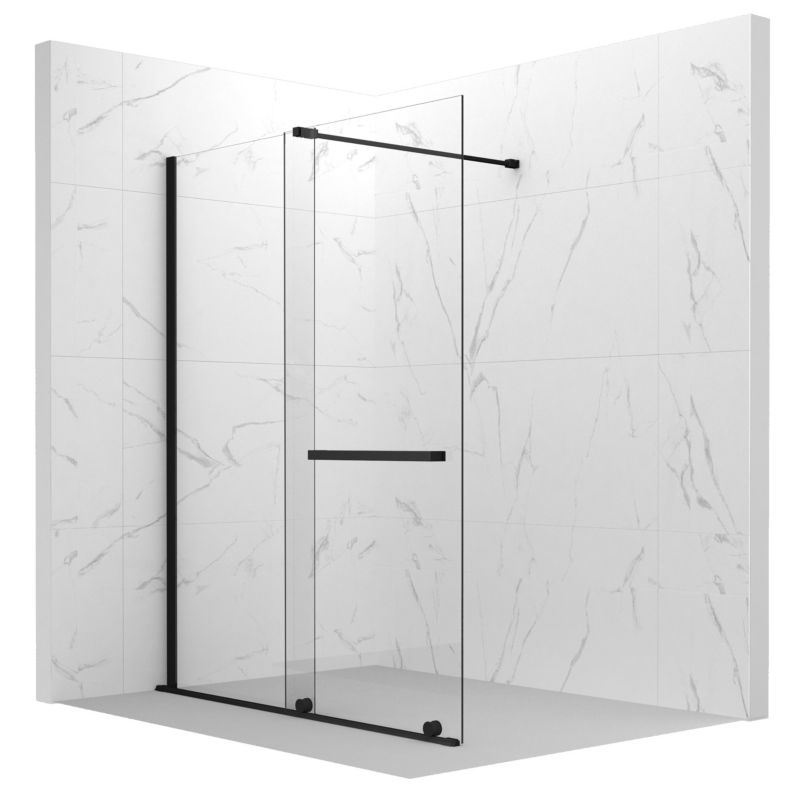 Ścianka prysznicowa SEVANTE ERIS 120x195 Walk-In przesuwna czarna 1 szt.