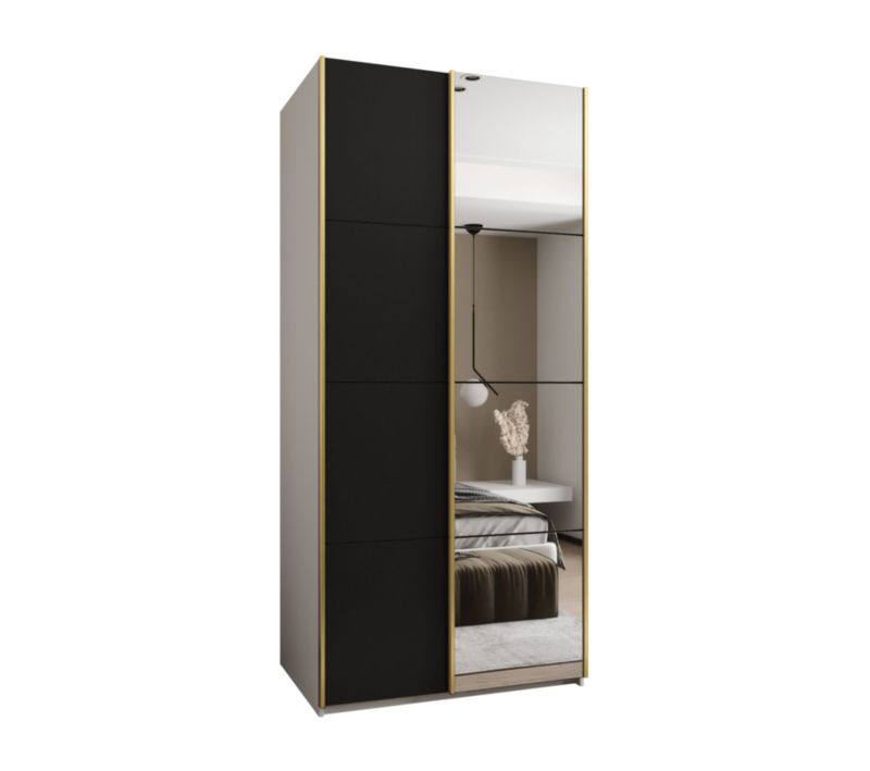 Szafa przesuwna Abiks LUX 3 wysoka szer.120cm biały/czarny/złoty 1szt.