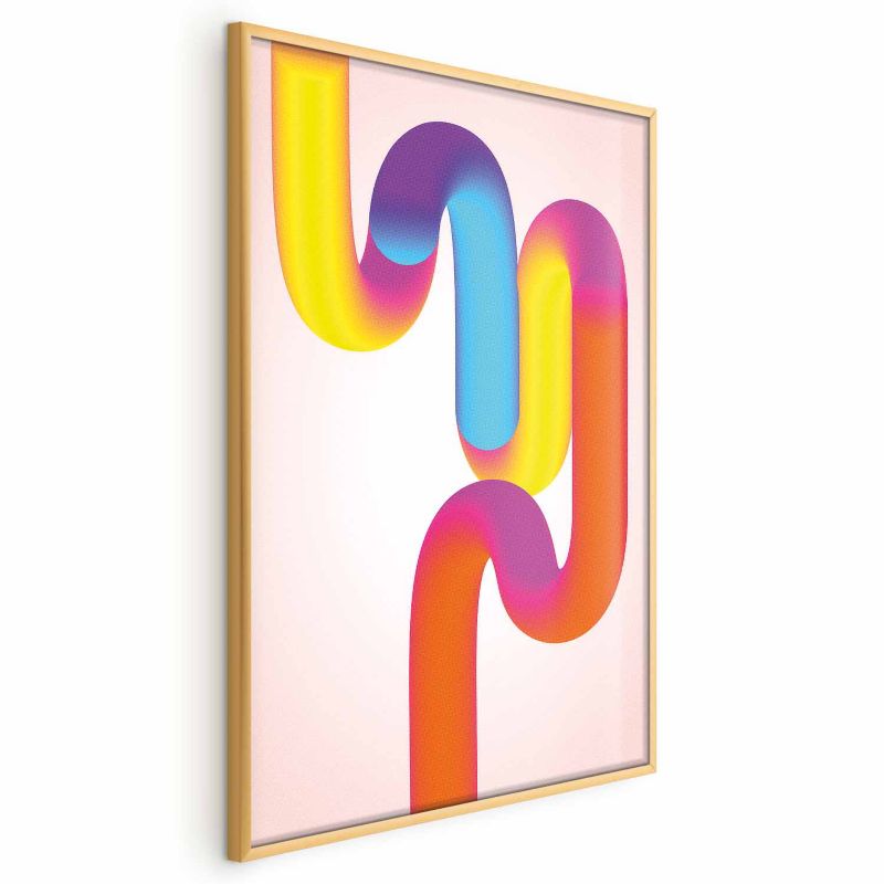 Plakat Artgeist Tęczowe Rurki 40x60 cm z ramą złotą 1 szt