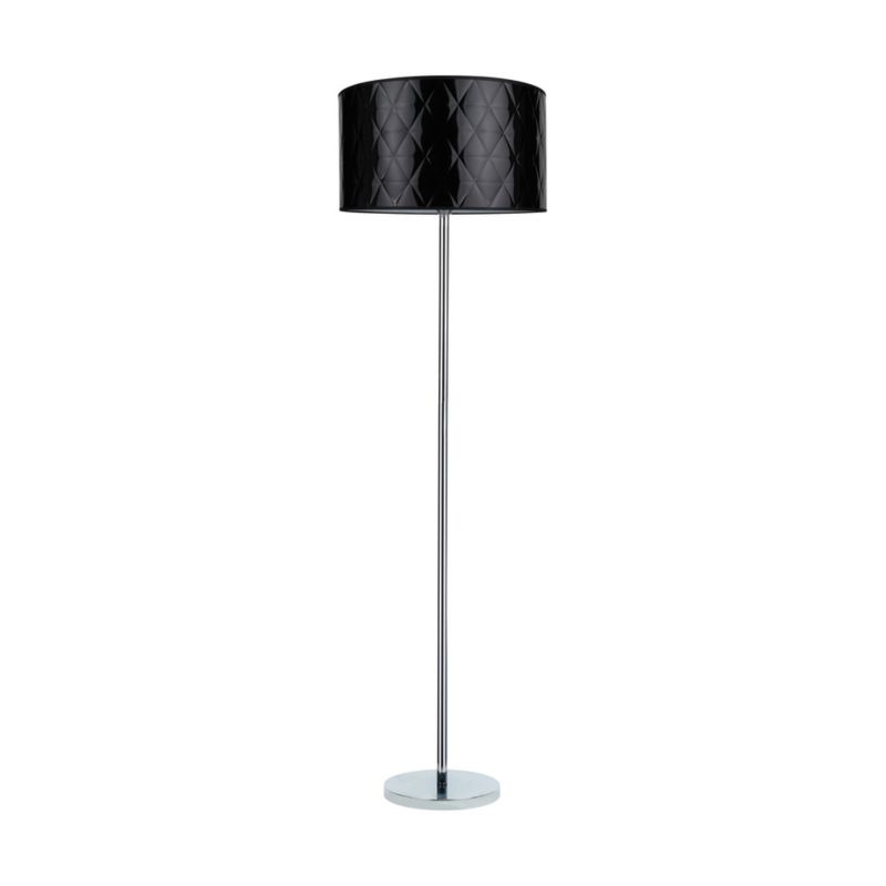 Lampa Podłogowa SPOT Light 1xE27 Max.60W Klasyczne Połączenie Chromu z Czarną Tkaniną, Polski Producent, 1 szt.