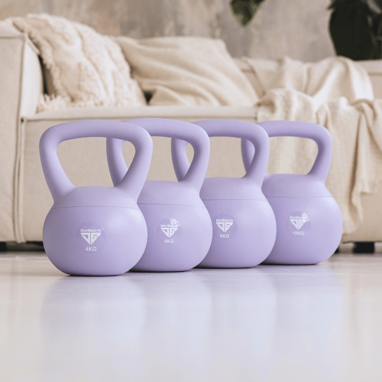 Zestaw premium 4 Kettlebells miękkie - Purple (4 kg, 6 kg, 8 kg, 10 kg) - Deep Breath