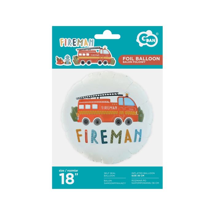 Balon foliowy Fireman, okrągły 18" Godan