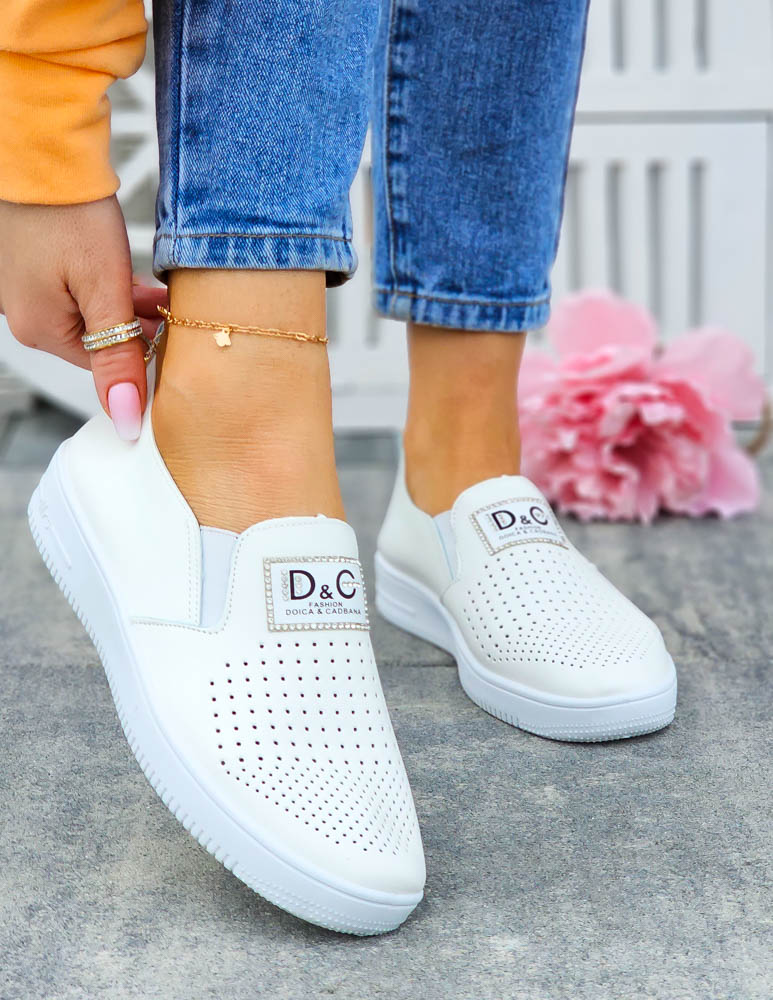 Białe Trampki Buty Sportowe Ze Skóry D&C