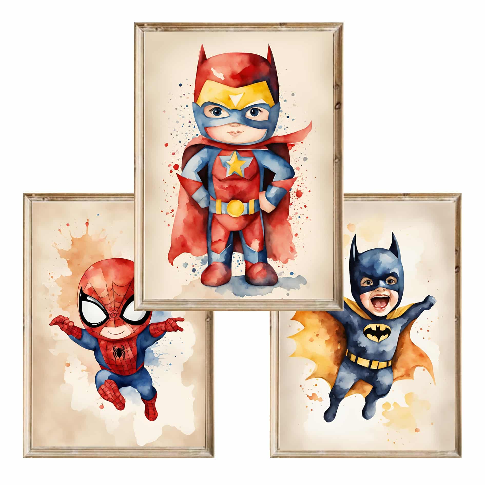 Zestaw trzech plakatów dla dzieci Super Hero - A3