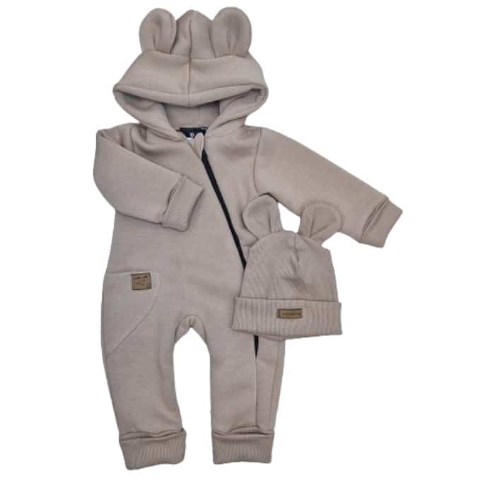 KAZUM KOMBINEZON Z OCIEPLANEJ DRESÓWKI BEZ STÓP + CZAPKA CAPPUCCINO ZZ - 56
