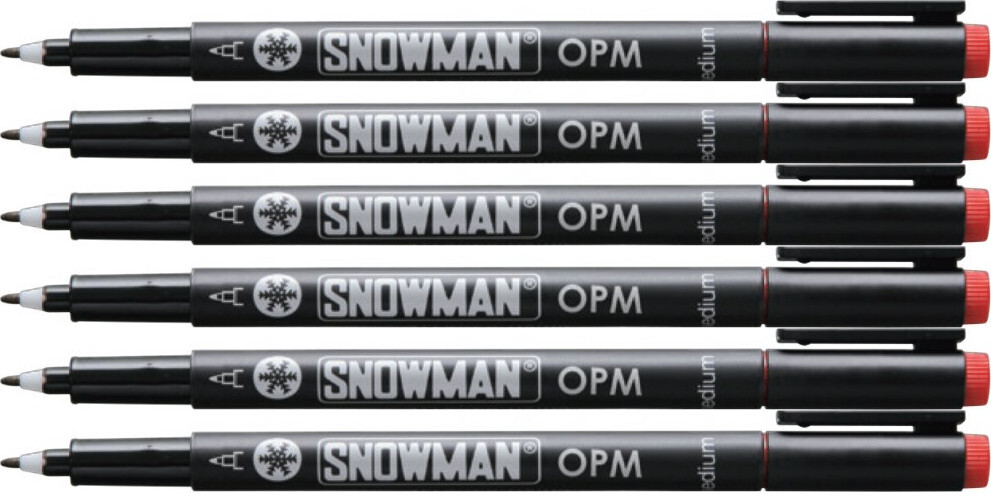 6x Foliopis permanentny Snowman OPM, średni, okrągła, 1mm, czerwony
