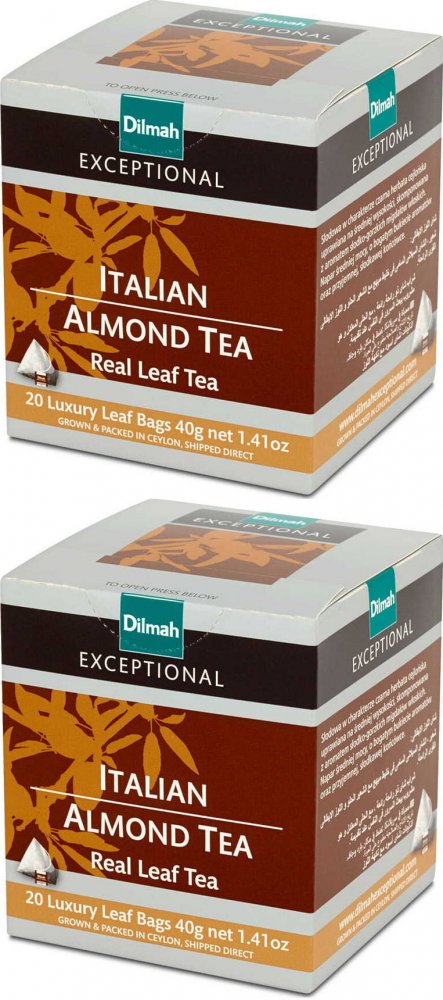 2x Herbata czarna aromatyzowana w piramidkach Dilmah Exceptional Italan Almond Tea, 20 sztuk x 2g
