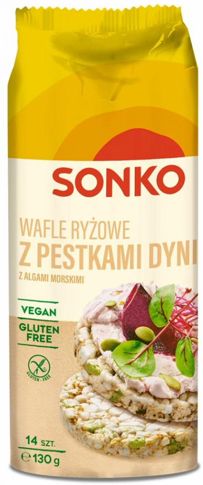 Wafle ryżowe Sonko, z pestkami dyni i algami, 130g