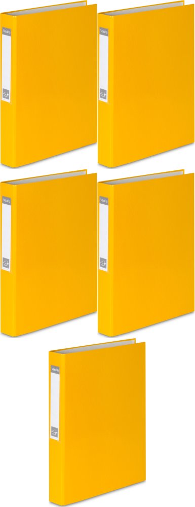 5x Segregator VauPe FCK, A4, szerokość grzbietu 40mm, do 150 kartek, 2 ringi, żółty