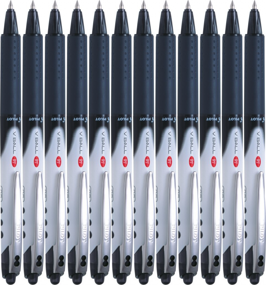 12x Pióro kulkowe automatyczne Pilot, V Ball RT, 0.5mm, czarny