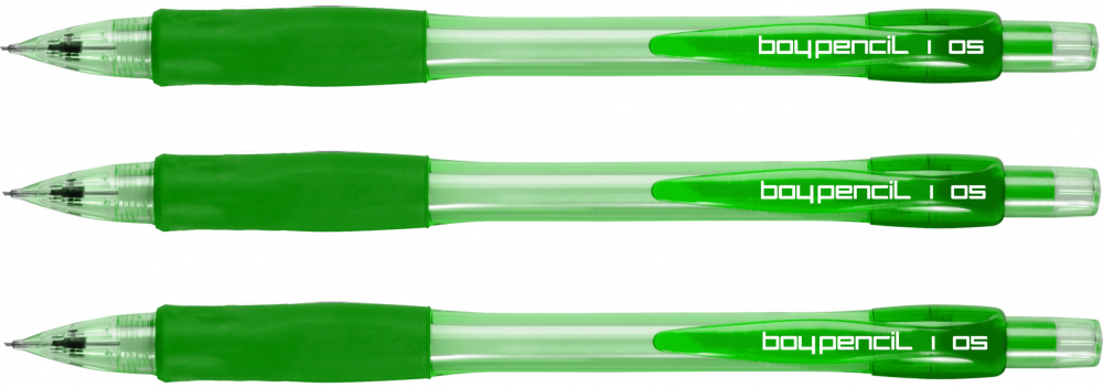 3x ołówek automatyczny Rystor Boy-Pencil, 0.5mm, z gumką, zielony