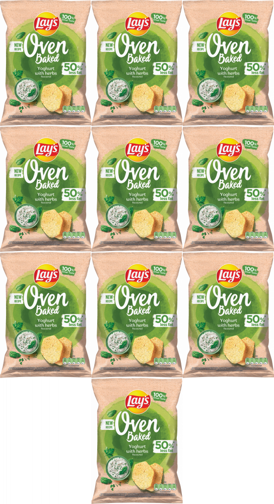 10x Chipsy Lay's Oven Baked Yoghurt with Herbs, jogurt z ziołami, 180g