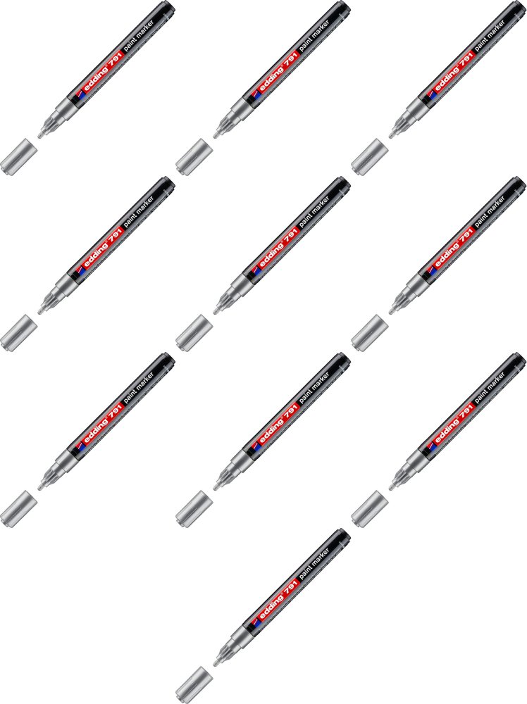 10x Marker olejowy edding, 791, okrągła, 1-2mm, srebrny