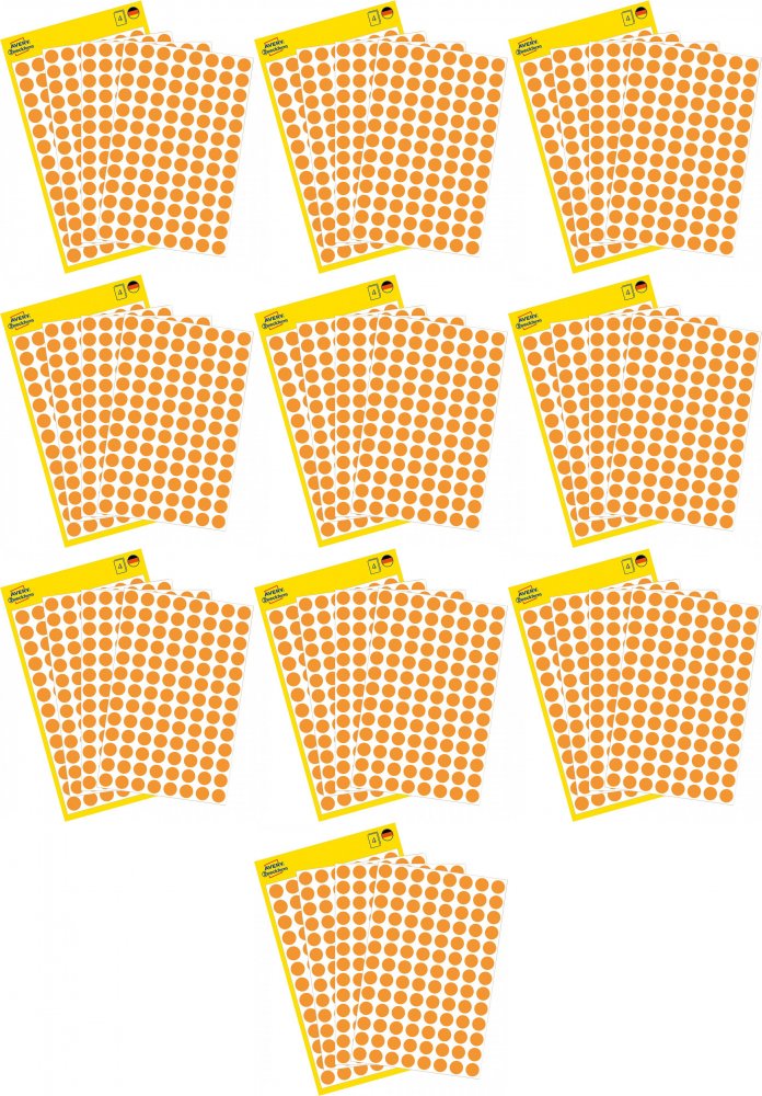 10x Etykiety oznaczeniowe Avery Zweckform, okrągłe, średnica 8mm, 416 sztuk, pomarańczowy