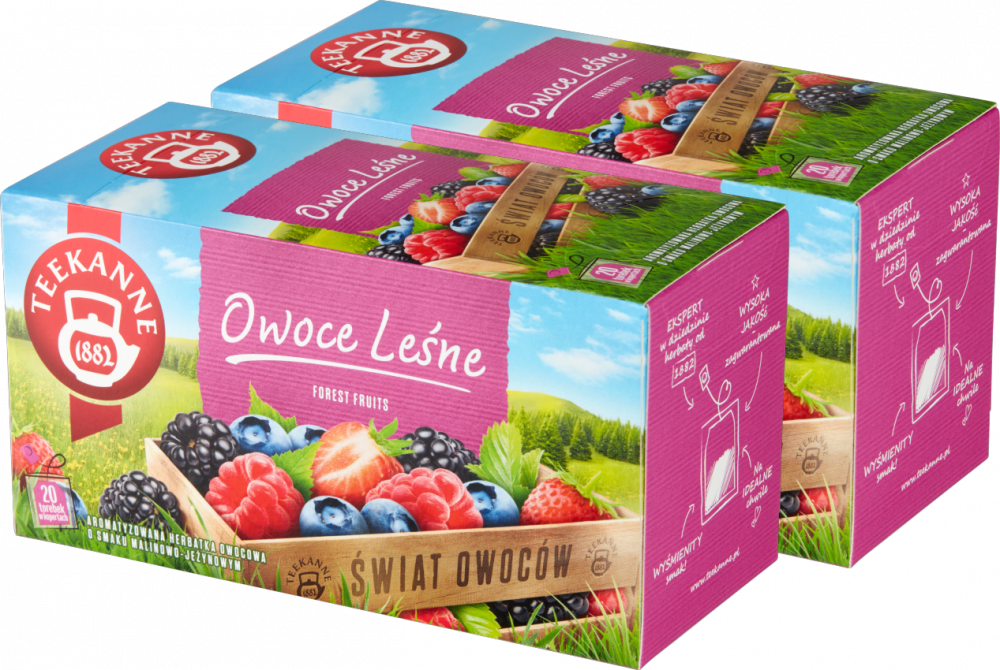 2x Herbata owocowa w kopertach Teekanne World of Fruits Forest Fruits, owoce leśne, 20 sztuk x 2.5g