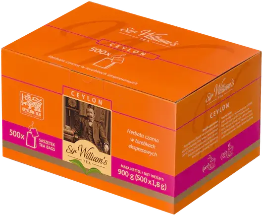 Herbata czarna w torebkach Sir William's London Ceylon Black, 500 sztuk x 1.8g