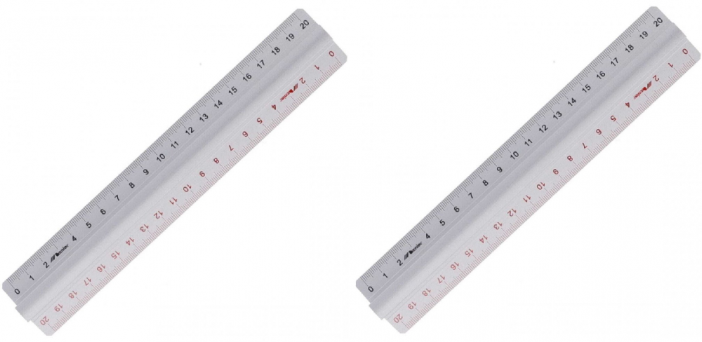 2x linijka aluminiowa Leniar, z uchwytem, 20cm