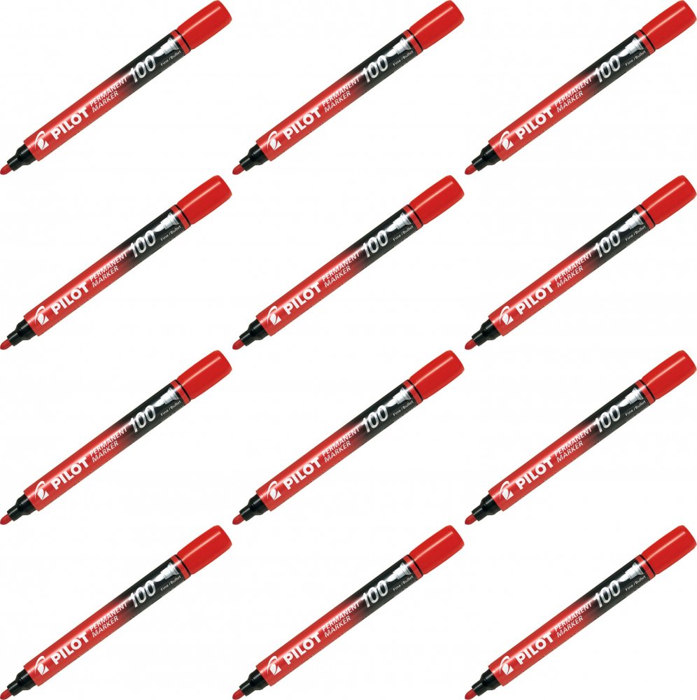 12x Marker permanentny Pilot, SCA 100, okrągła, 4.5mm, czerwony