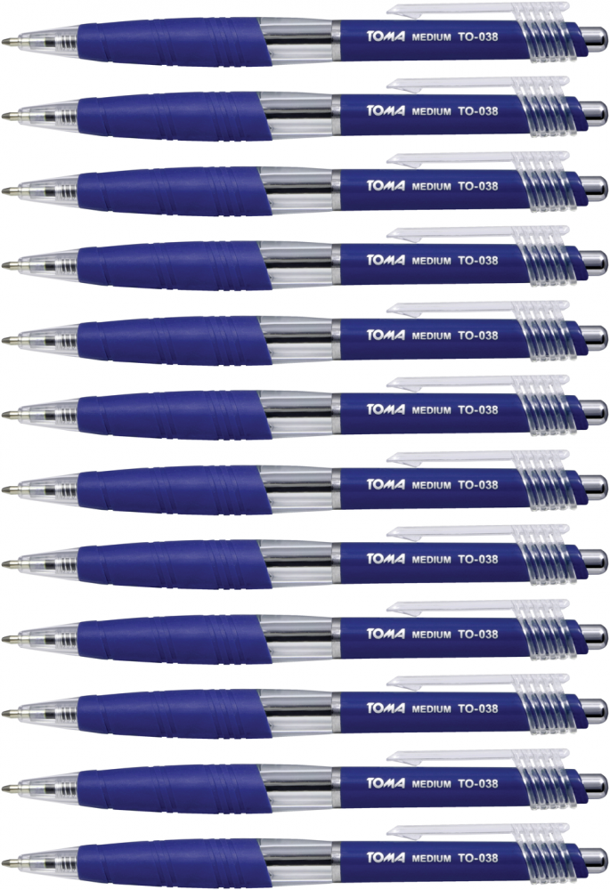 12x długopis automatyczny Toma TO-038, Medium, 1mm, niebieski