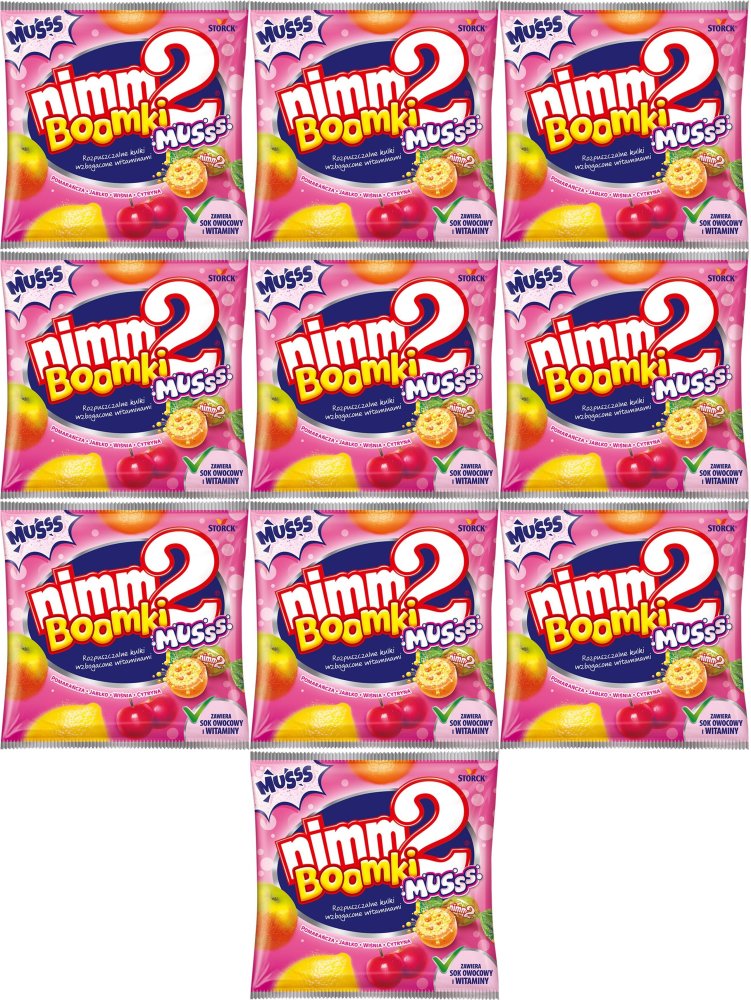 10x Cukierki Storck Nimm2 Boomki Muss, mix smaków, 90g