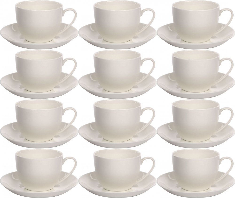 12x Filiżanka ze spodkiem Altom Design Bella, 270ml, porcelana, kremowy
