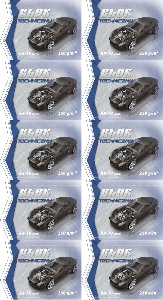 10x Blok techniczny Kreska, A4, 10 kartek, biały