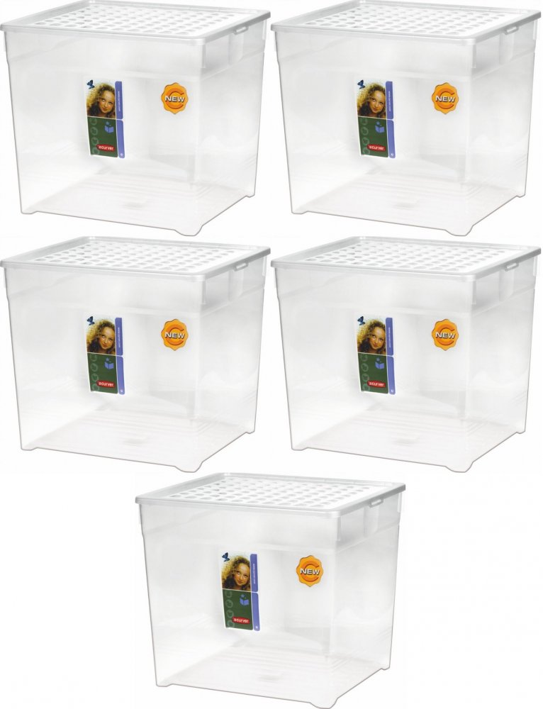 5x Pojemnik Curver, 39.5x34.2x34.3cm, 33l, przezroczysty