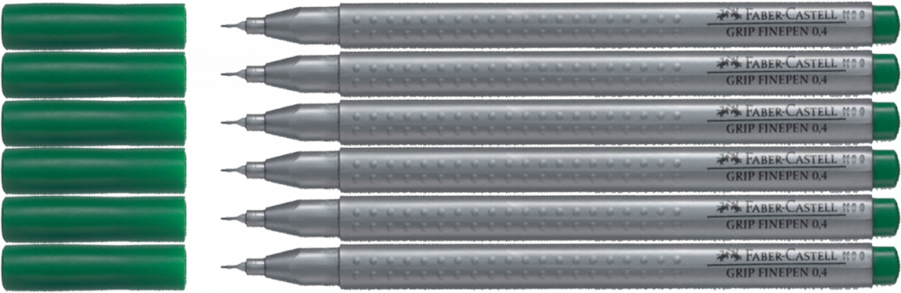 6x Cienkopis Faber-Castell Grip, 0.4mm, zielony