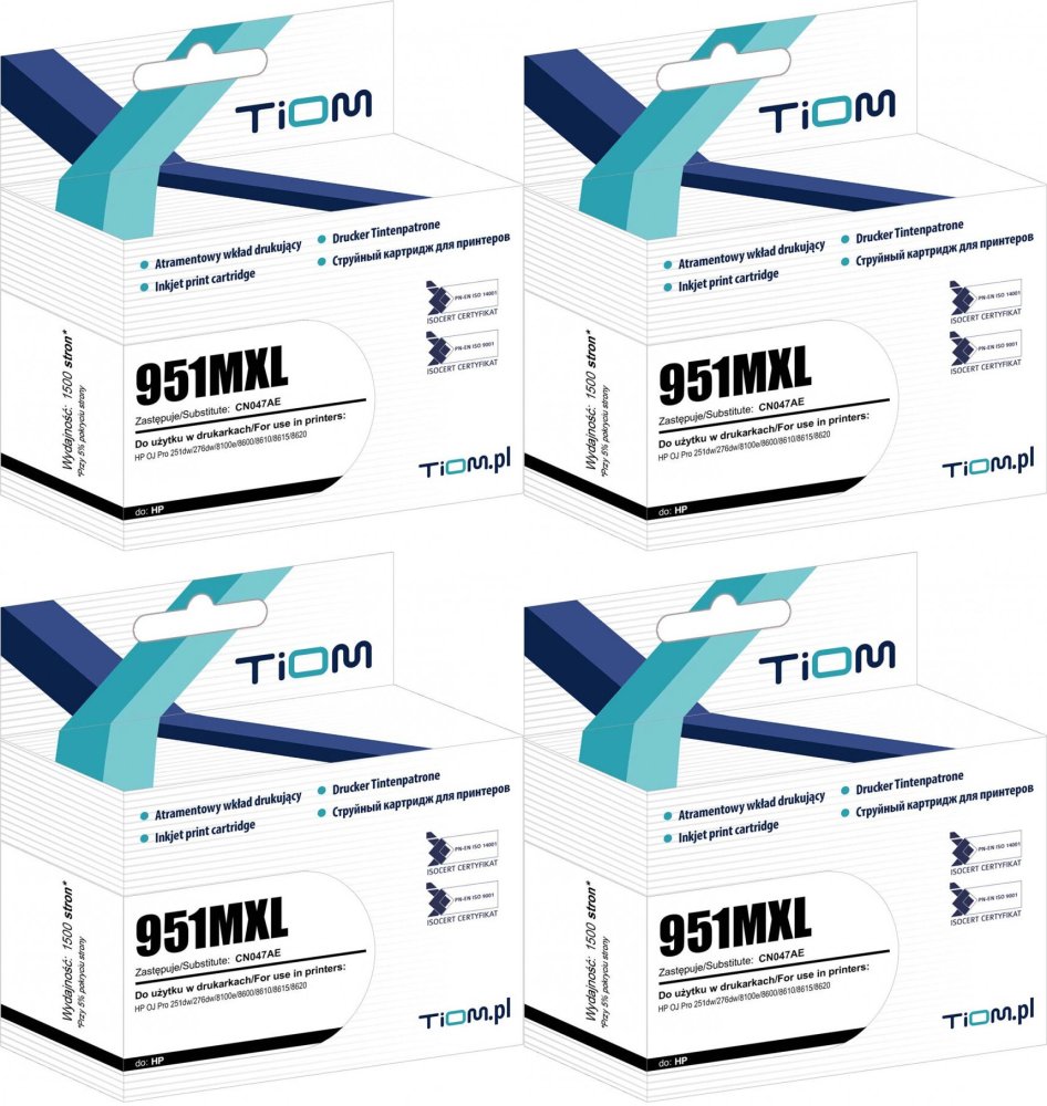 4x Tusz Tiom Ti-H951MXL (CN047AE), 1500 stron, magenta (purpurowy)
