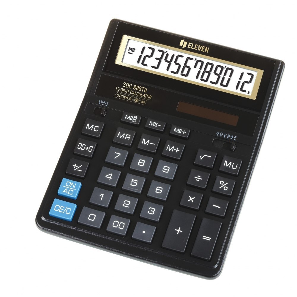 Kalkulator biurowy Eleven SDC-888TII, 12 cyfr, czarno-złoty