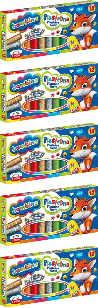 5x Plastelina Bambino Zwierzaki Uczniaki, 12 kolorów