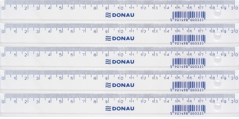 5x Linijka plastikowa Donau, 20cm, transparentny